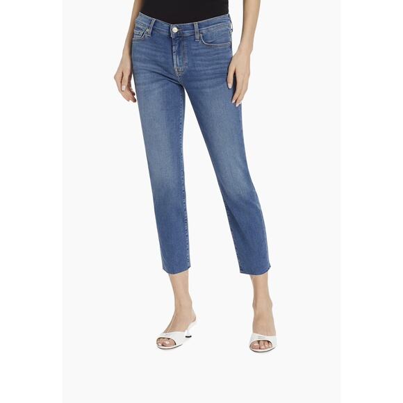 7 For All ManKind Jeans Women's 27 Roxanne Ankle Skinny Blue Denim Embroidered - Picture 1 of 14